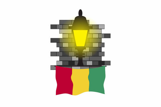 Guinea World Street Lamp Bricks Dark Night Vector Illustrations | Moonlit Urban Landscape Collection