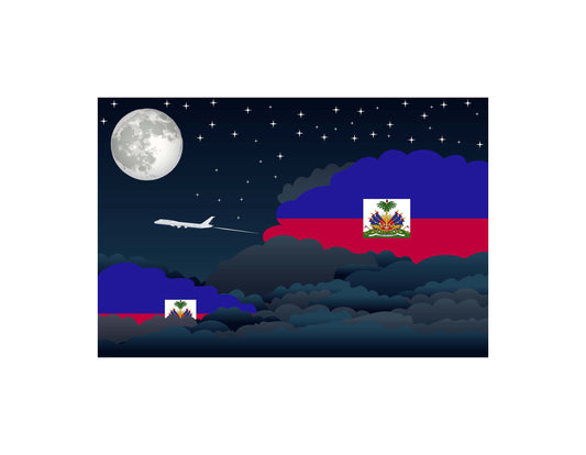 Haiti Night Clouds Airplane Airport Flight Vector Illustration