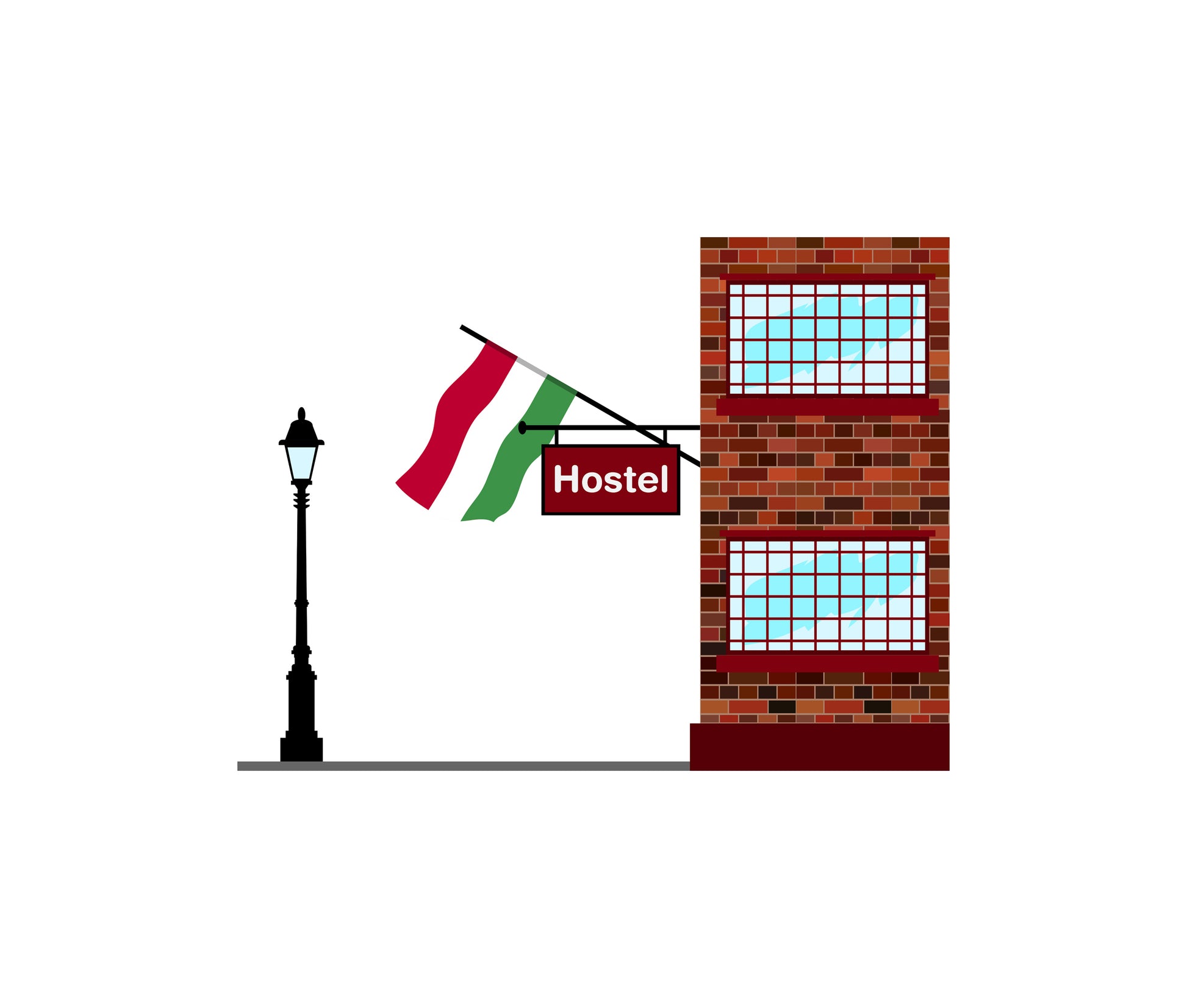 Hungary World Hostels Vector Illustrations | Hostel Buildings & Accommodation Collection