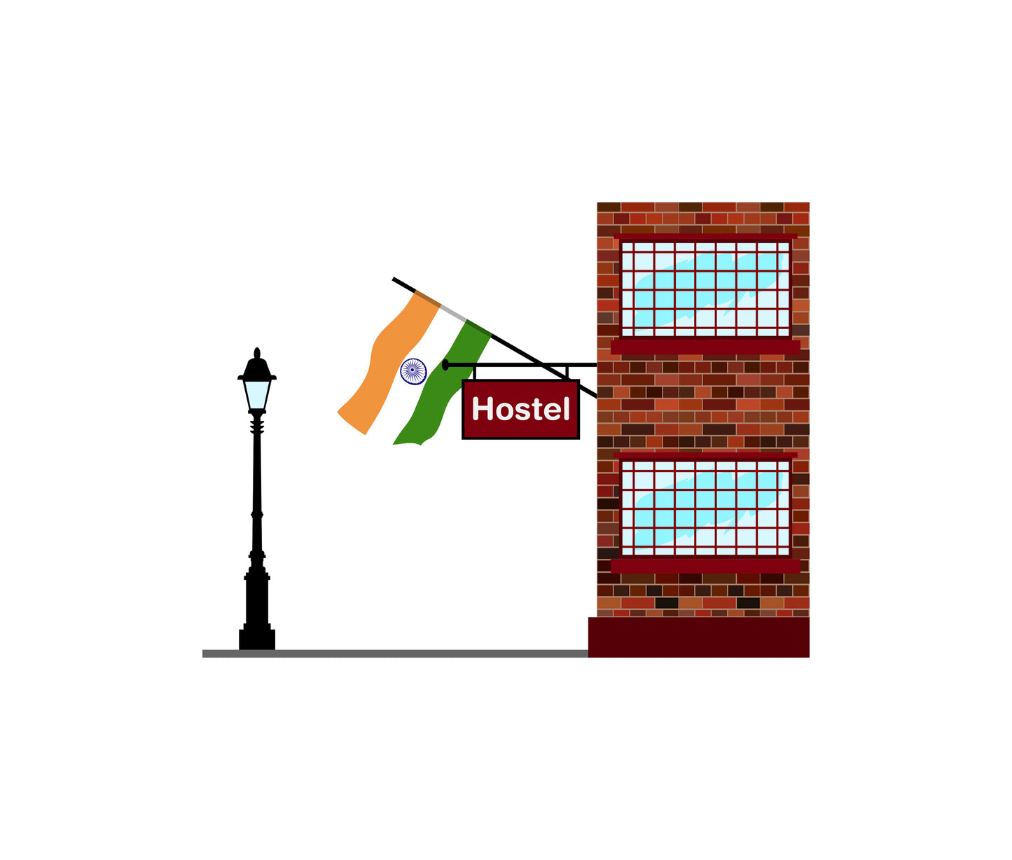 India Hostels Hotel Vector Illustration