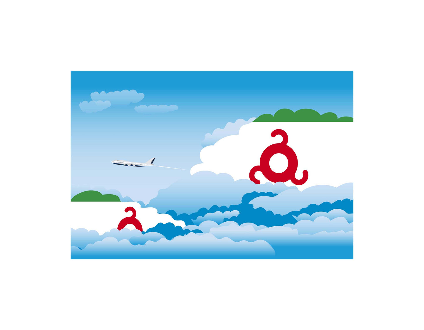 Ingushetia Airplane Day Clouds Vector Illustration | Travel & Aviation Sky Scene