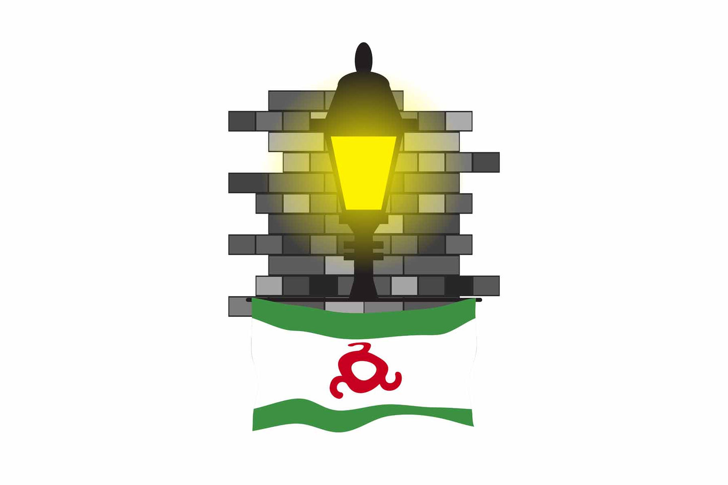 Ingushetia World Street Lamp Bricks Dark Night Vector Illustrations | Moonlit Urban Landscape Collection