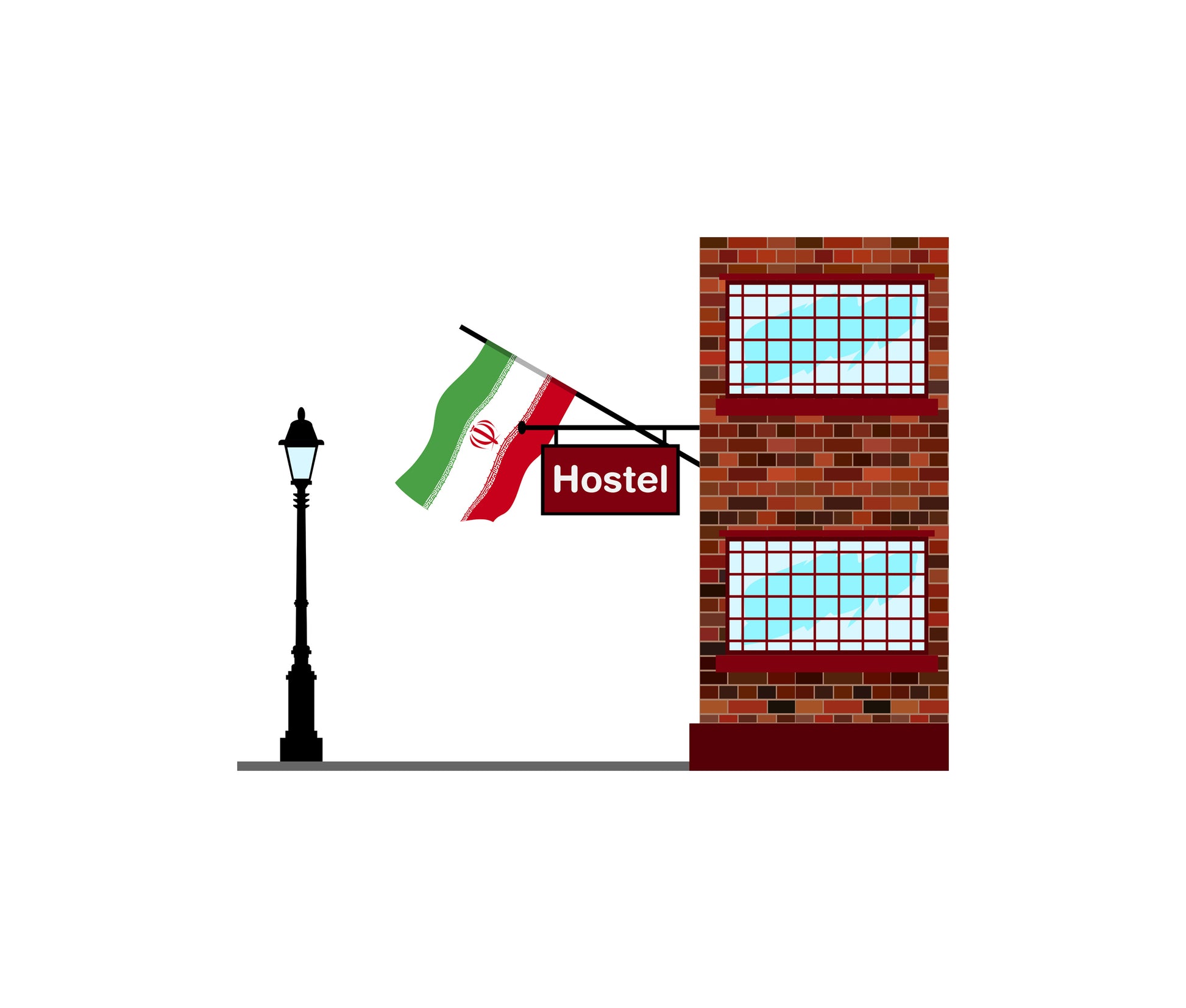 Iran World Hostels Vector Illustrations | Hostel Buildings & Accommodation Collection