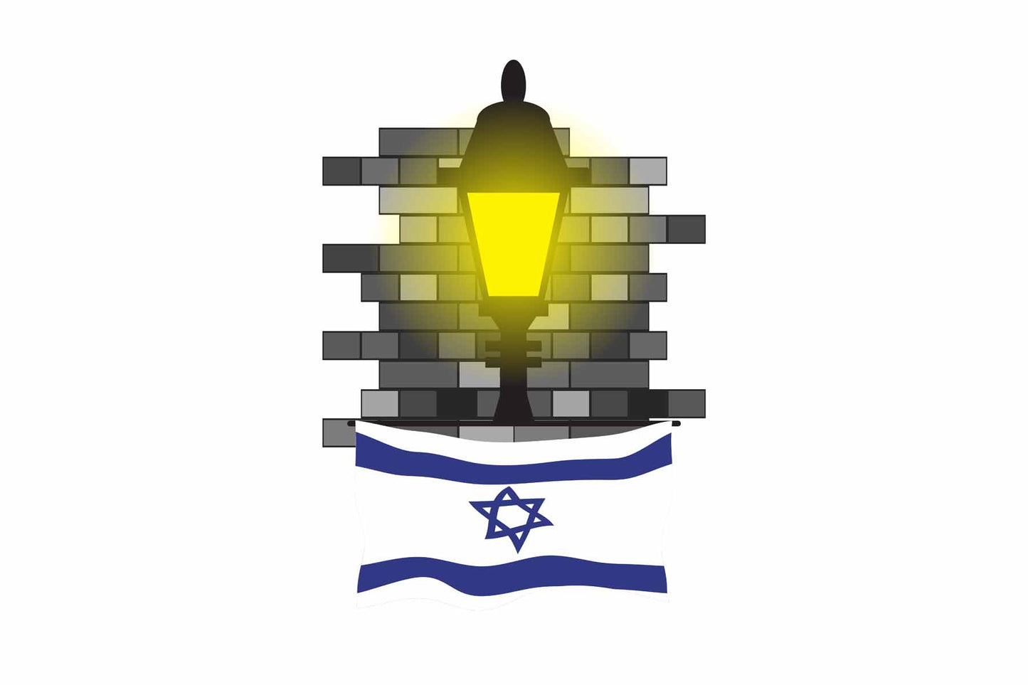 Israel World Street Lamp Bricks Dark Night Vector Illustrations | Moonlit Urban Landscape Collection