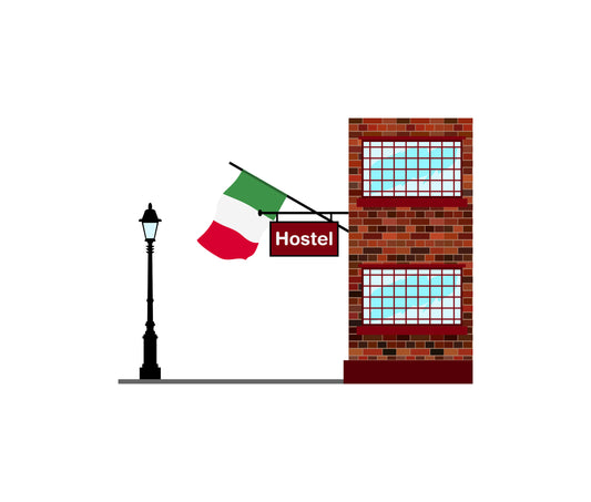 Italy World Hostels Vector Illustrations | Hostel Buildings & Accommodation Collection
