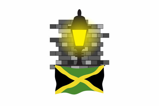 Jamaica World Street Lamp Bricks Dark Night Vector Illustrations | Moonlit Urban Landscape Collection