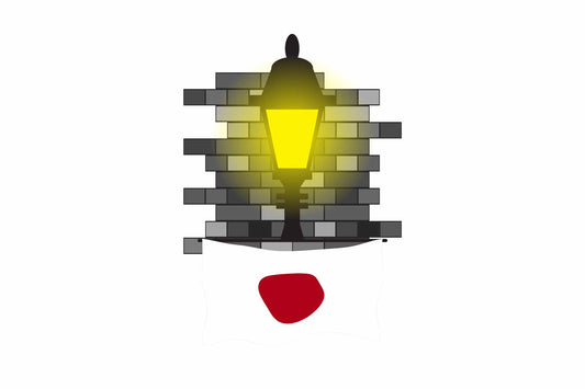 Japan World Street Lamp Bricks Dark Night Vector Illustrations | Moonlit Urban Landscape Collection