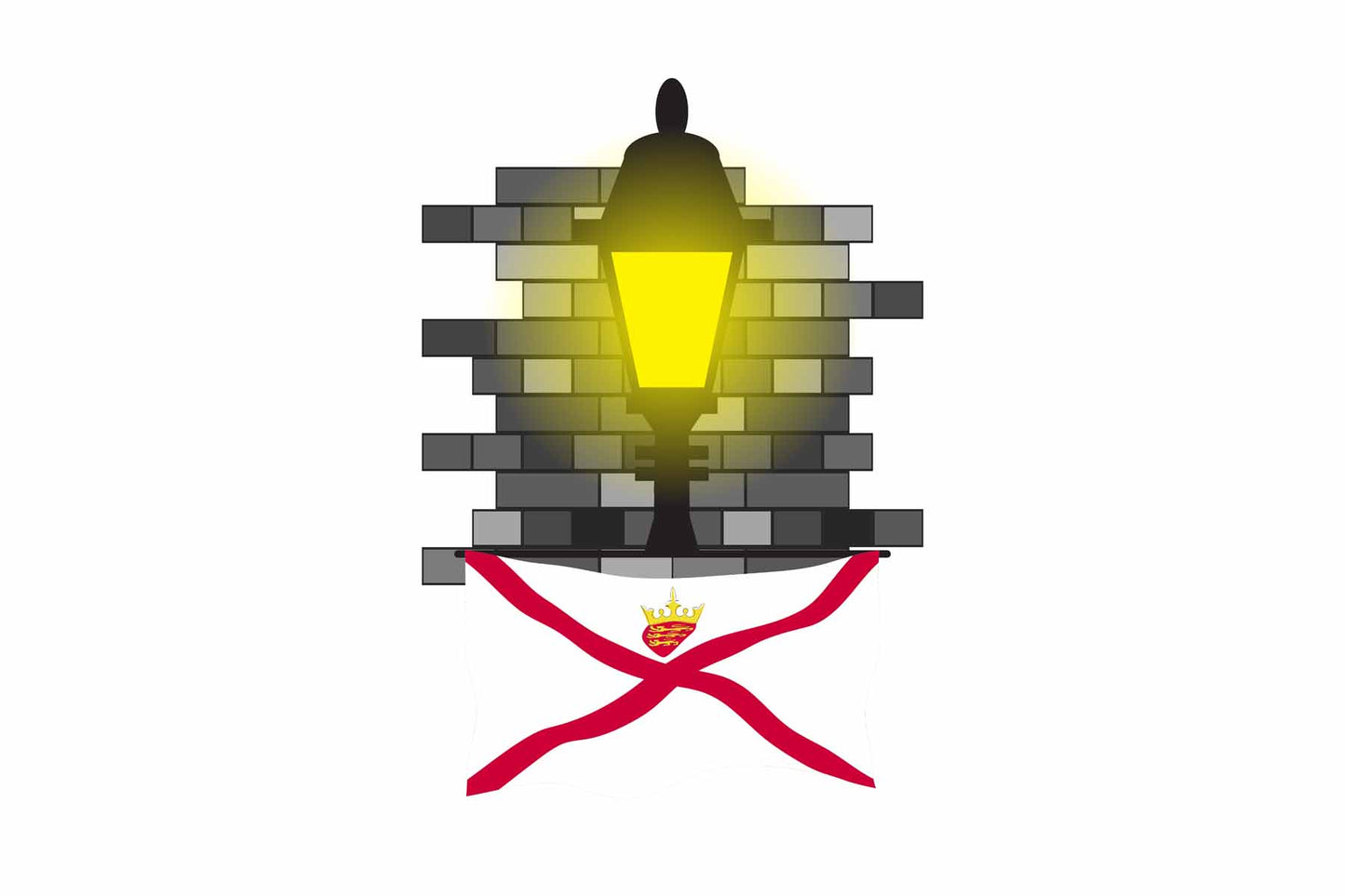 Jersey World Street Lamp Bricks Dark Night Vector Illustrations | Moonlit Urban Landscape Collection