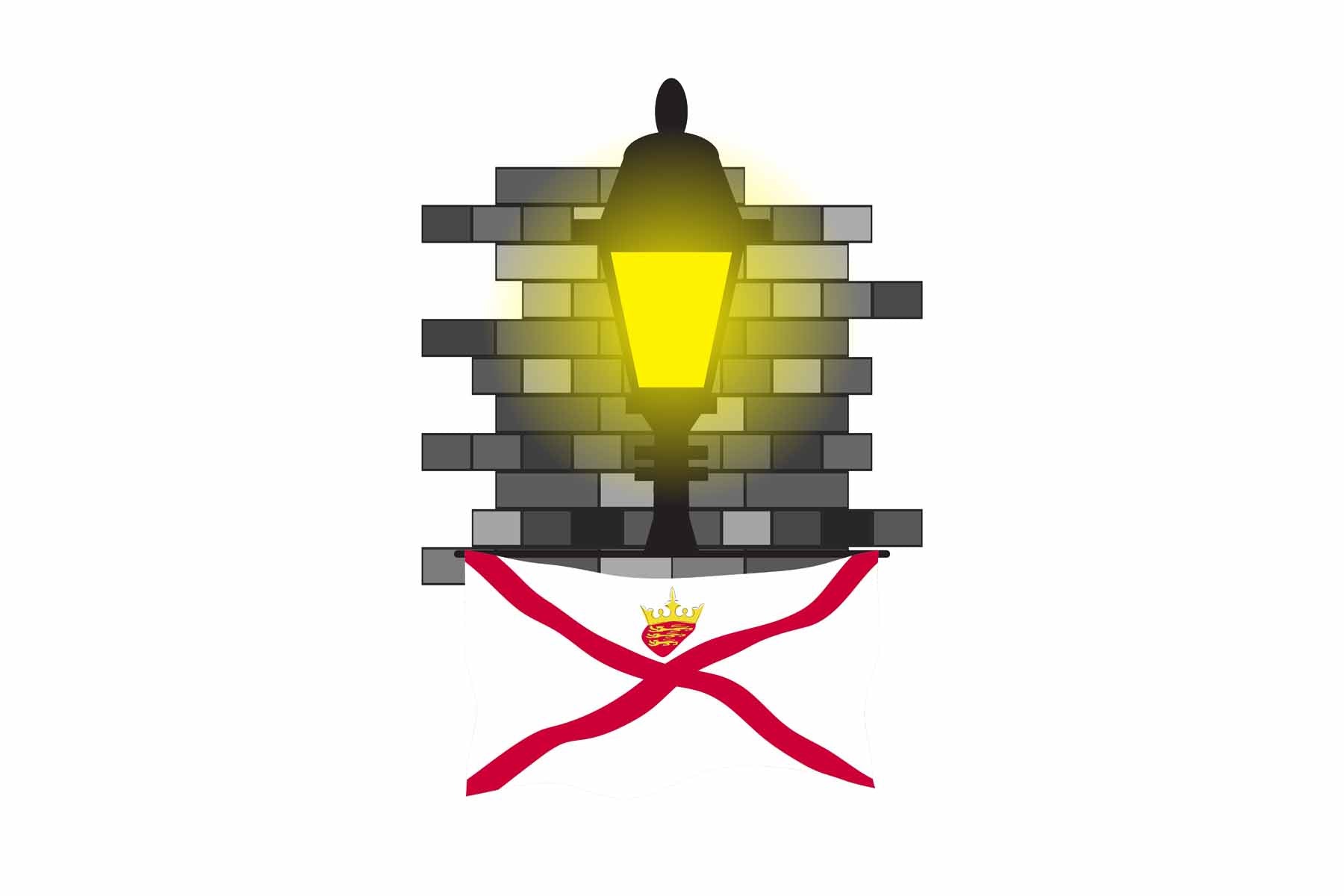 Jersey World Street Lamp Bricks Dark Night Vector Illustrations | Moonlit Urban Landscape Collection