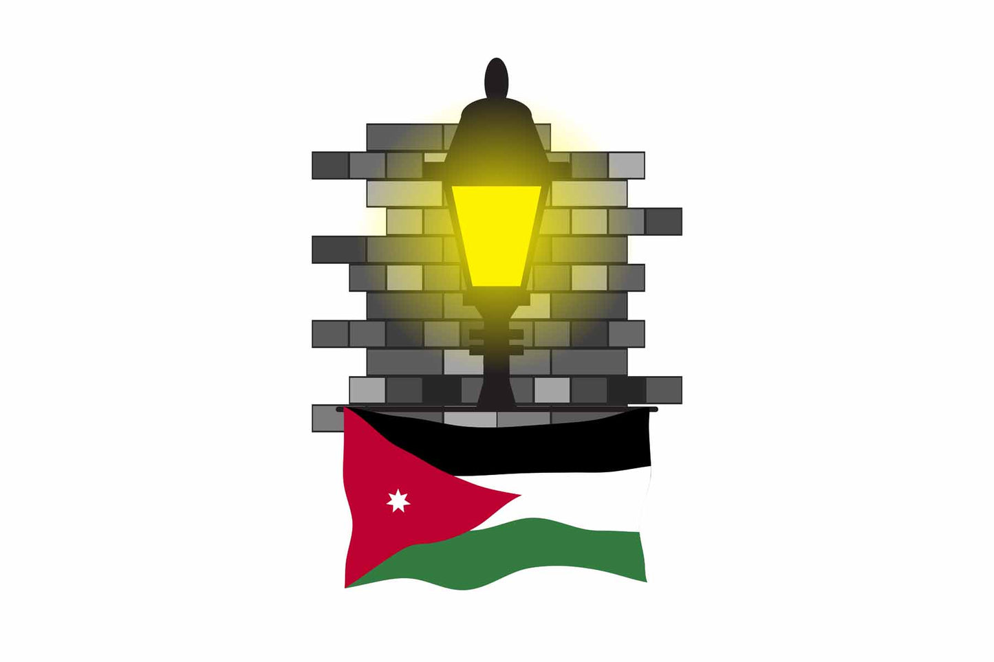 Jordan World Street Lamp Bricks Dark Night Vector Illustrations | Moonlit Urban Landscape Collection
