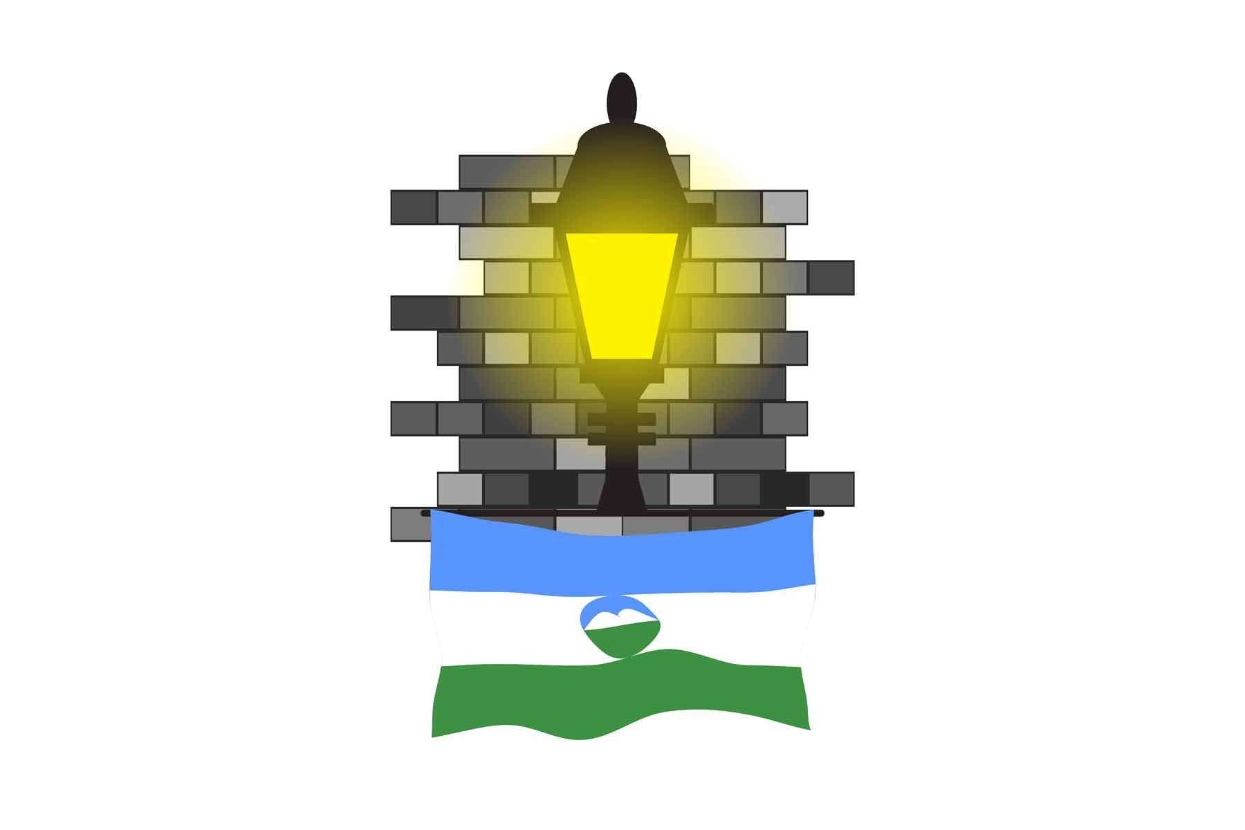 Kabardino Balkaria World Street Lamp Bricks Dark Night Vector Illustrations | Moonlit Urban Landscape Collection