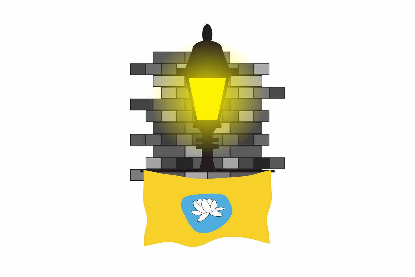 Kalmykia World Street Lamp Bricks Dark Night Vector Illustrations | Moonlit Urban Landscape Collection