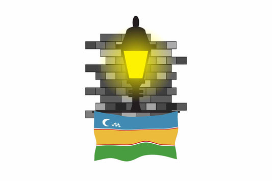 Karakalpakstan Flag Street Lamp Bricks Vector Illustration