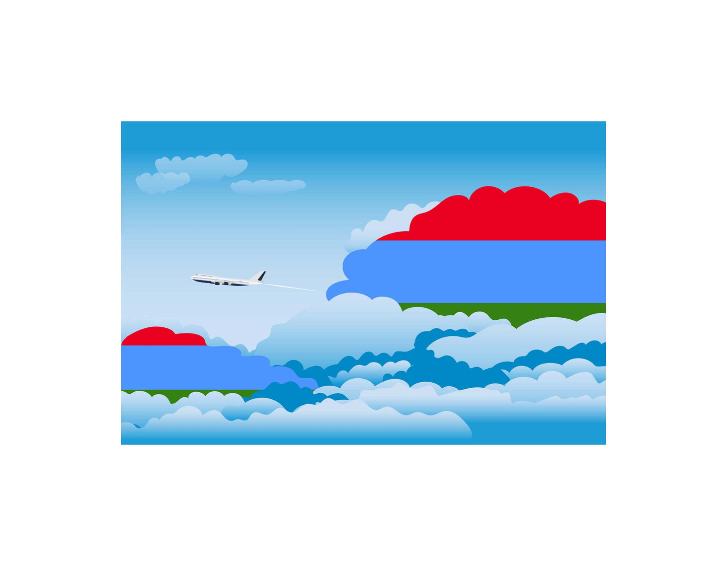 Karelia Airplane Day Clouds Vector Illustration | Travel & Aviation Sky Scene