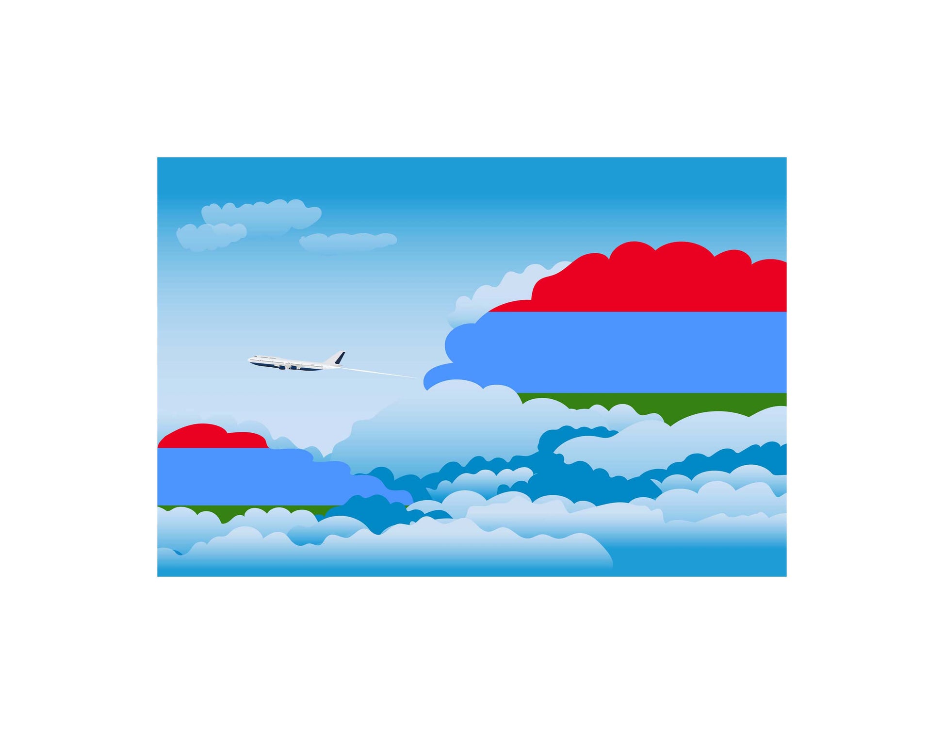 Karelia Airplane Day Clouds Vector Illustration | Travel & Aviation Sky Scene