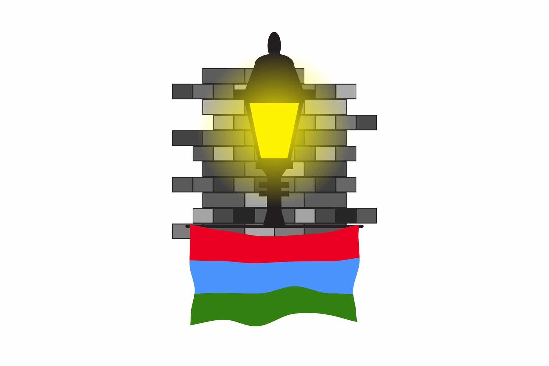 Karelia World Street Lamp Bricks Dark Night Vector Illustrations | Moonlit Urban Landscape Collection