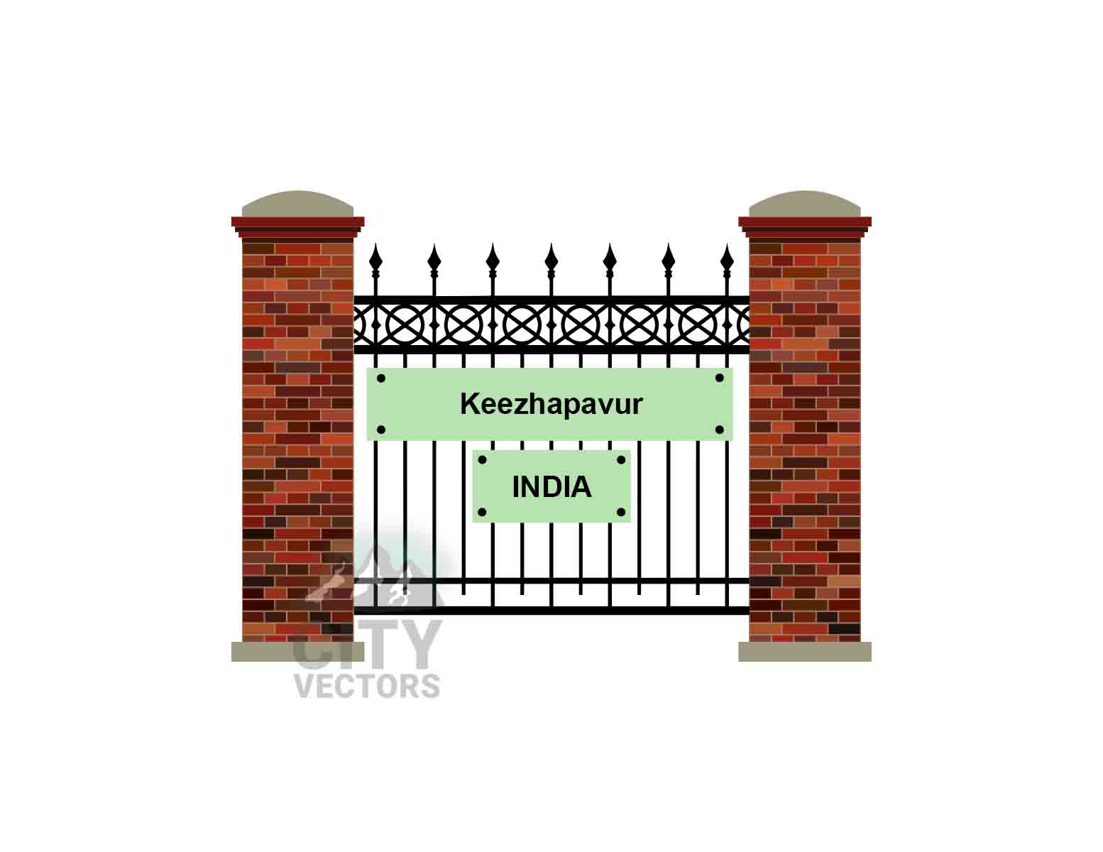 Keezhapavur City (India) Fence Vector Illustration