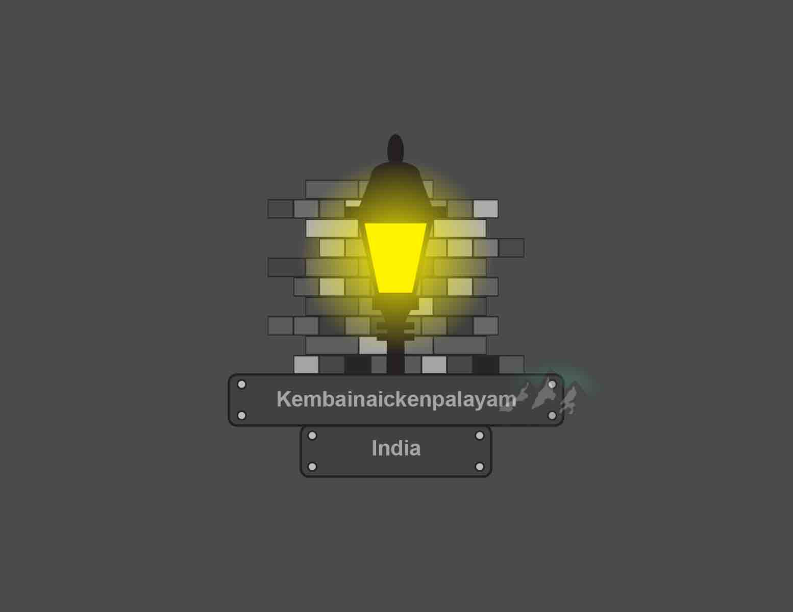 Kembainaickenpalayam City (India) Night Street Lamp Bricks Vector Illustration