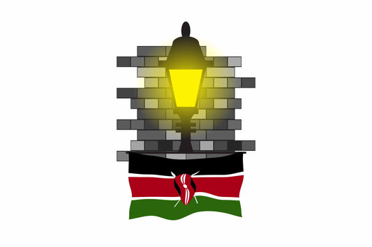 Kenya Flag Street Lamp Bricks Vector Illustration