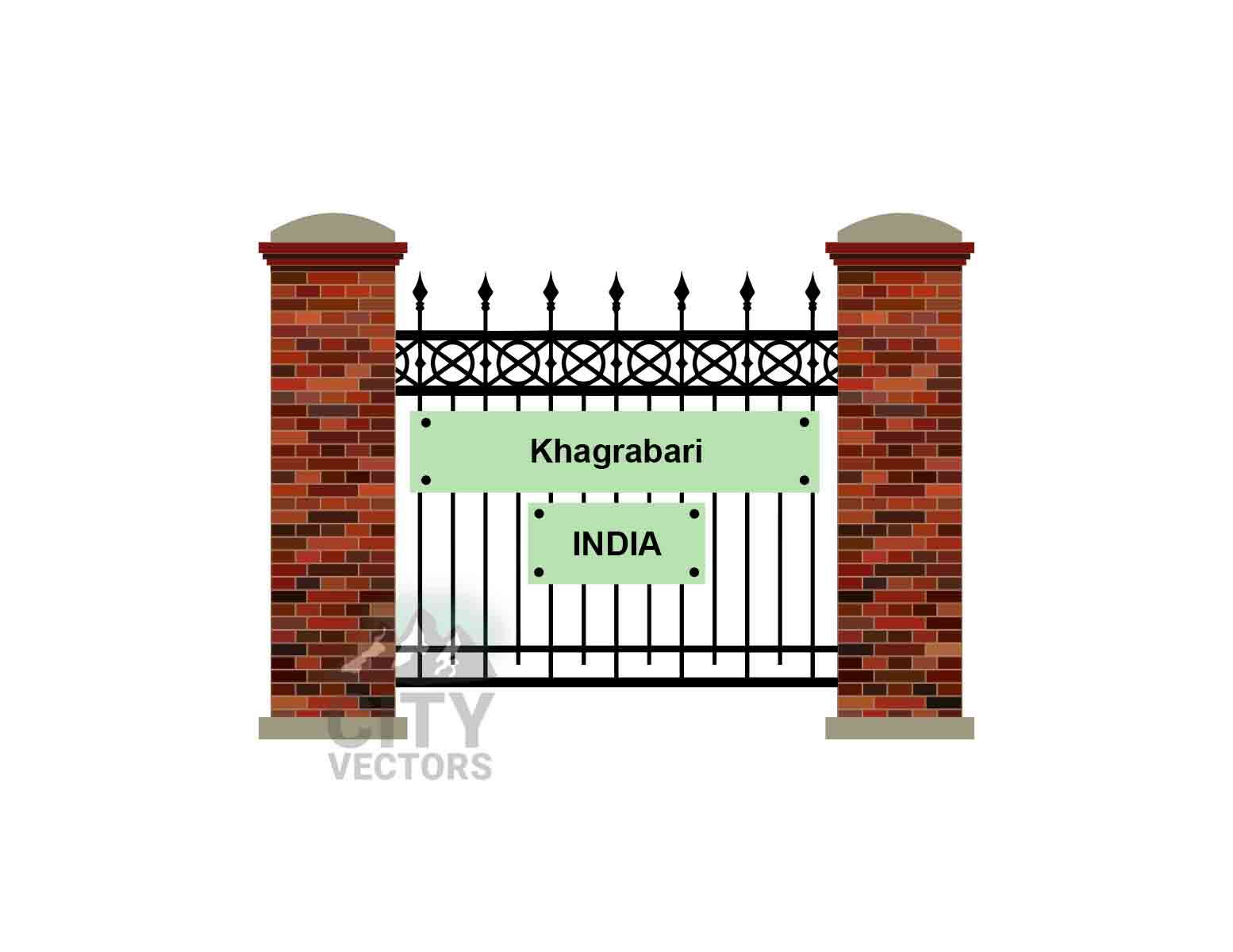 Khagrabari City (India) Fence Vector Illustration