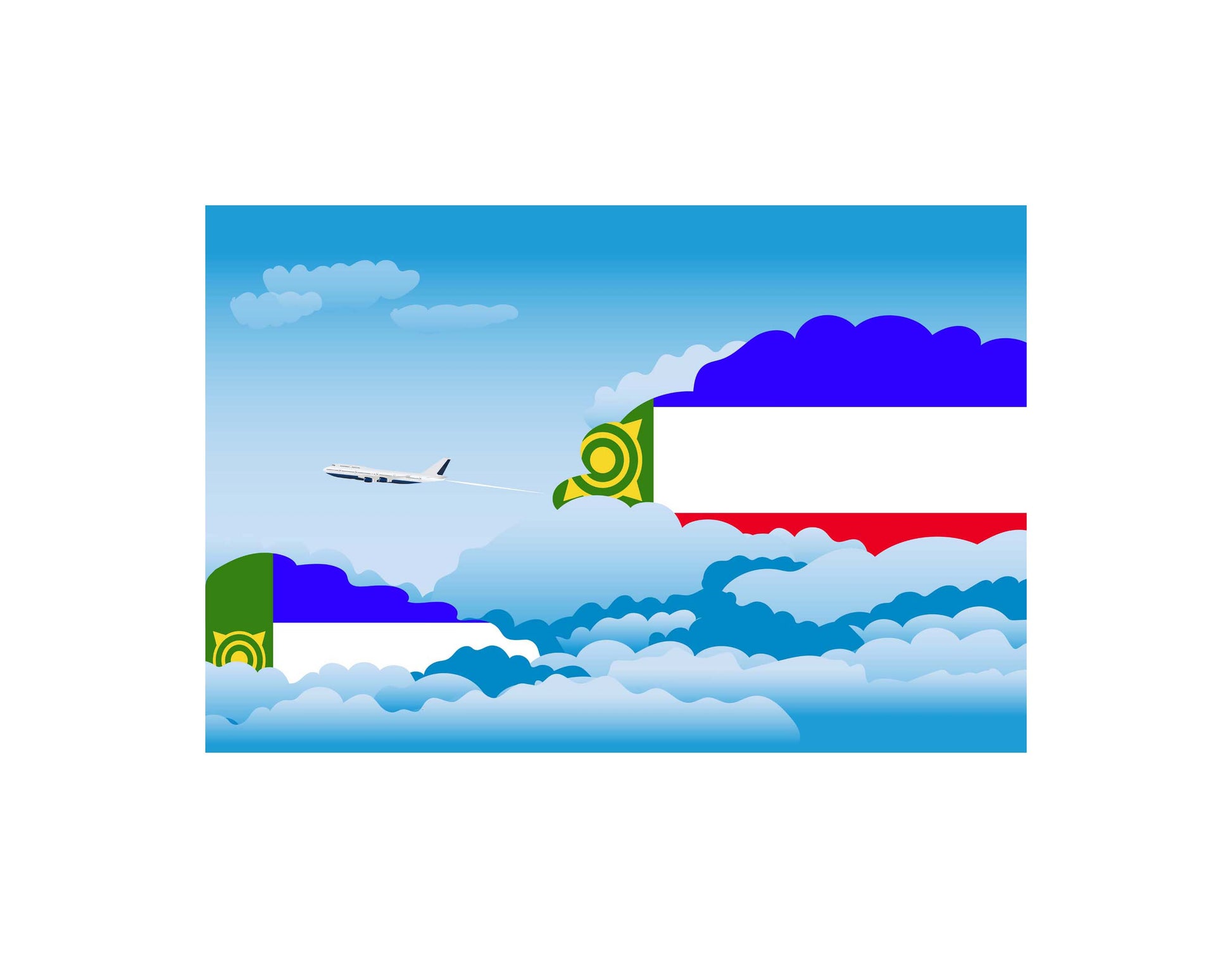 Khakassia Airplane Day Clouds Vector Illustration | Travel & Aviation Sky Scene