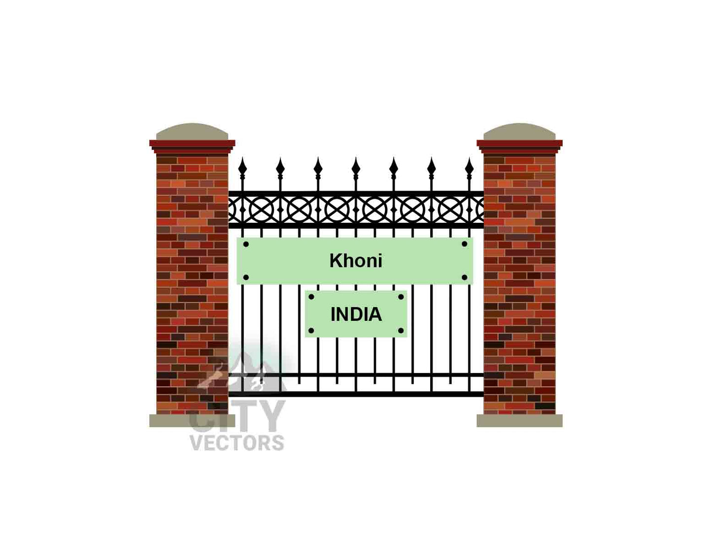 Khoni City (India) Fence Vector Illustration