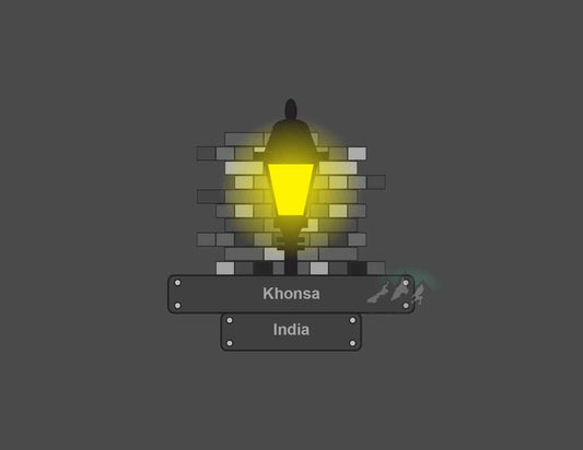 Khonsa City (India) Night Street Lamp Bricks Vector Illustration