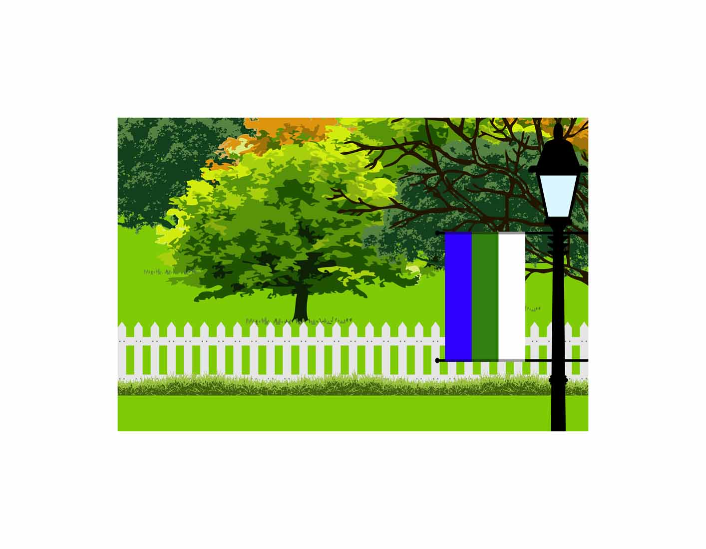 Komi Trees Street Lamp Vector Illustration
