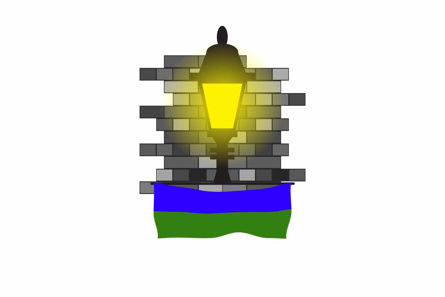 Komi World Street Lamp Bricks Dark Night Vector Illustrations | Moonlit Urban Landscape Collection