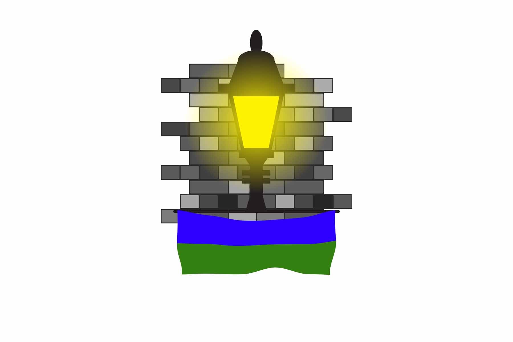Komi World Street Lamp Bricks Dark Night Vector Illustrations | Moonlit Urban Landscape Collection