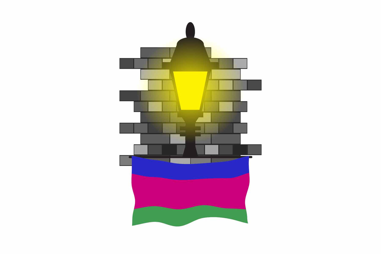 Kuban Peoples Republic World Street Lamp Bricks Dark Night Vector Illustrations | Moonlit Urban Landscape Collection