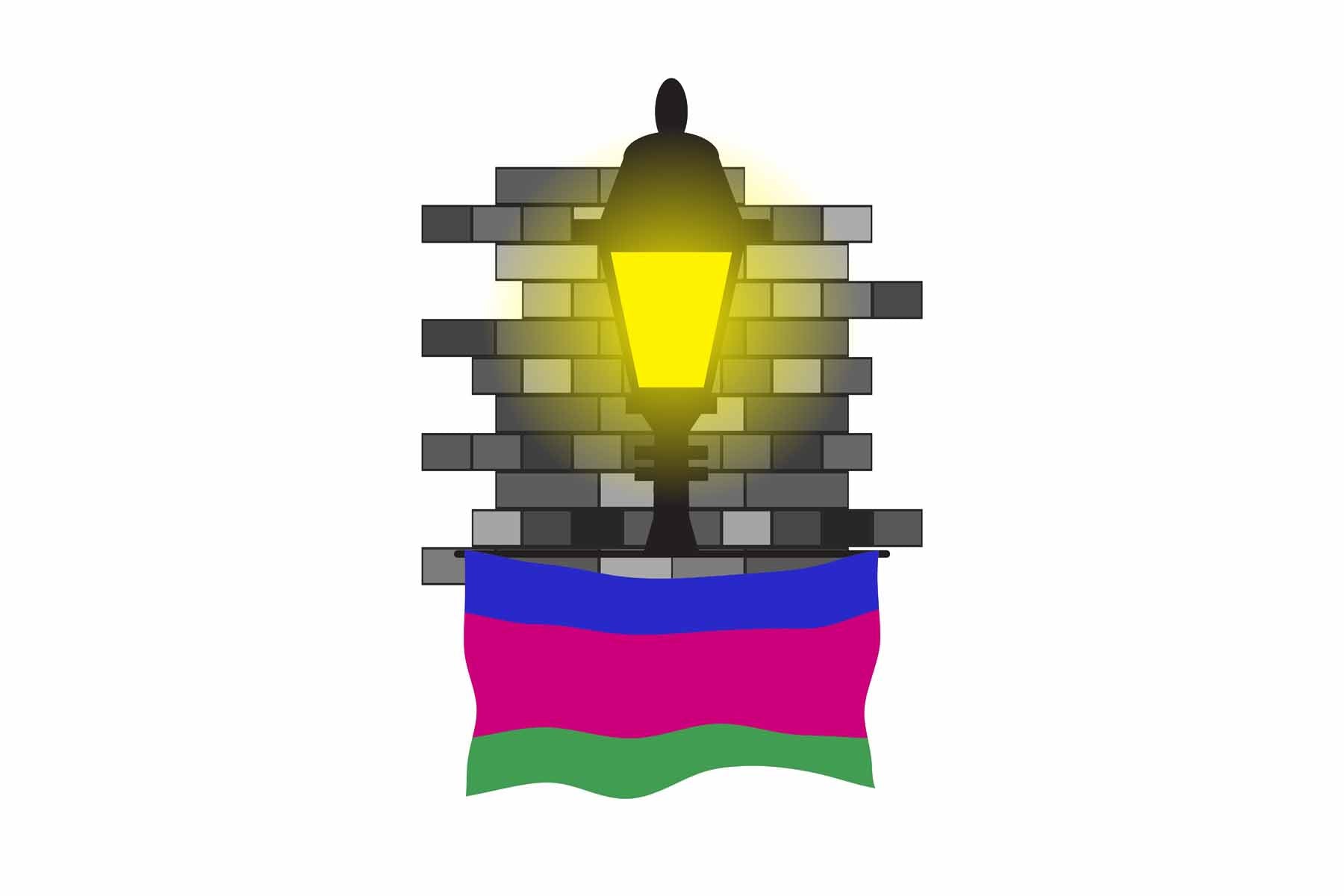 Kuban Peoples Republic World Street Lamp Bricks Dark Night Vector Illustrations | Moonlit Urban Landscape Collection