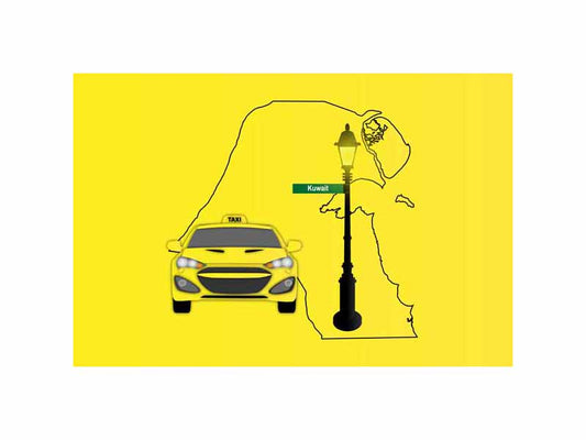 Kuwait World Yellow Taxi Vector Illustrations | Iconic Taxi & Urban Transportation Collection