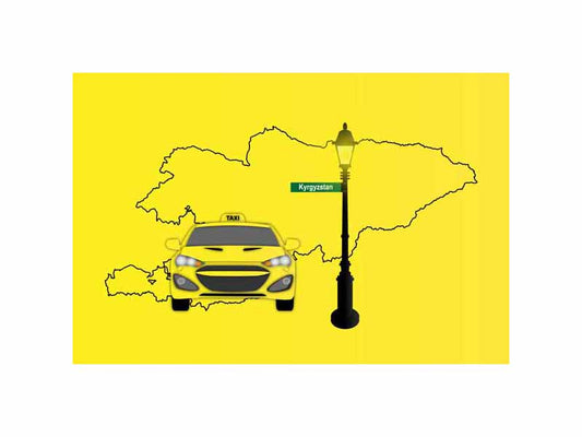 Kyrgyzstan World Yellow Taxi Vector Illustrations | Iconic Taxi & Urban Transportation Collection