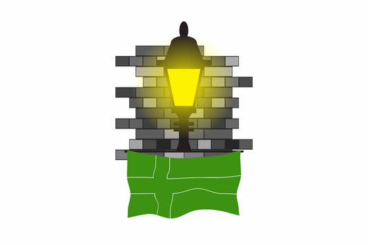 Ladonia World Street Lamp Bricks Dark Night Vector Illustrations | Moonlit Urban Landscape Collection
