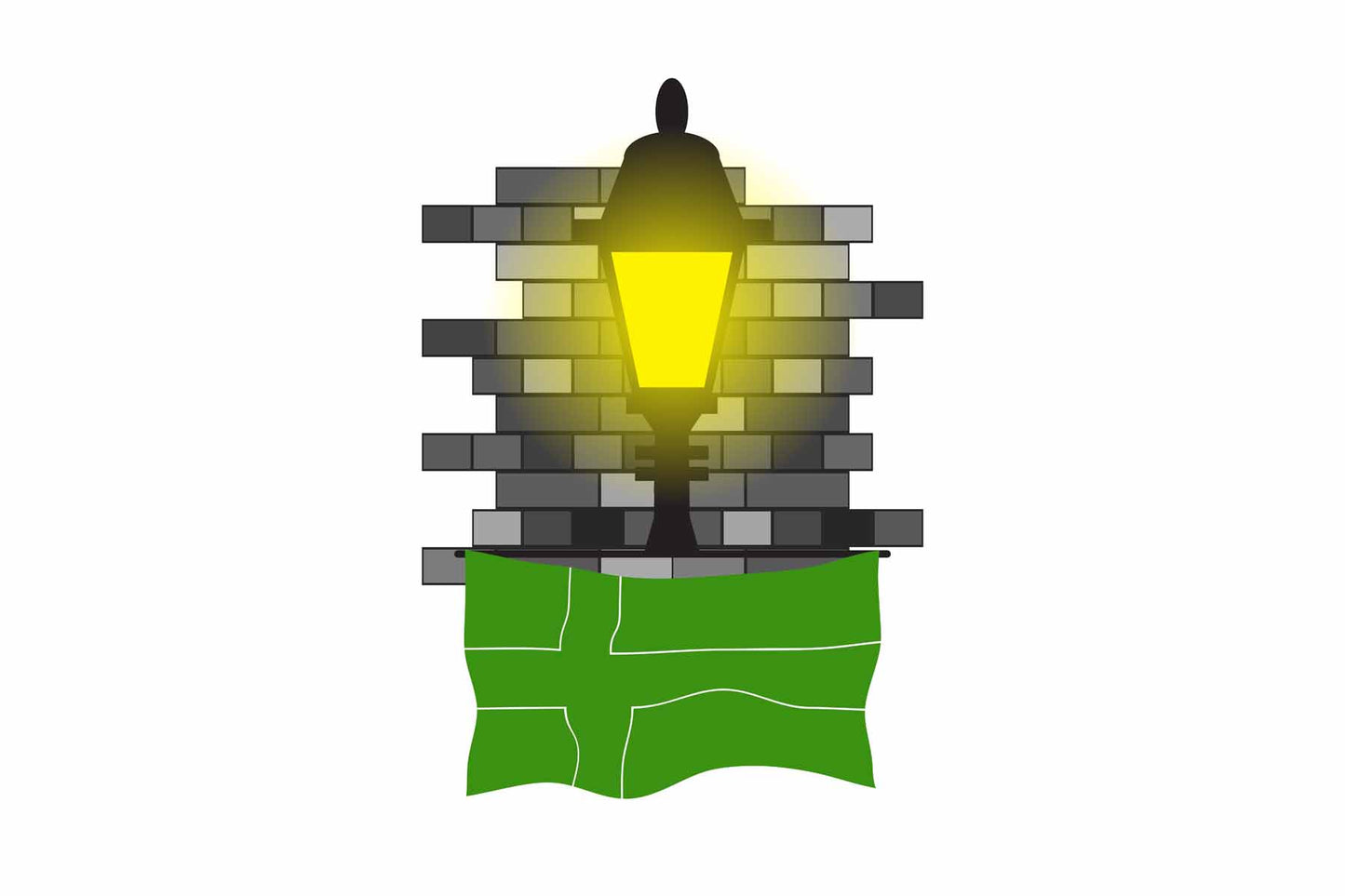 Ladonia World Street Lamp Bricks Dark Night Vector Illustrations | Moonlit Urban Landscape Collection