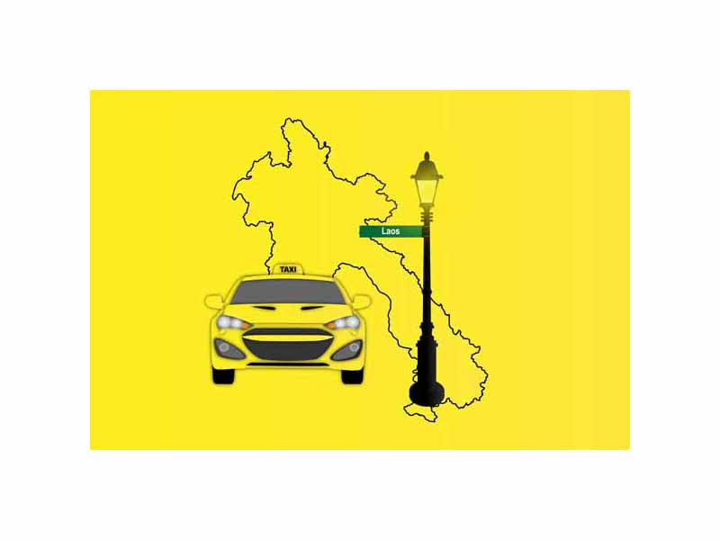 Laos World Yellow Taxi Vector Illustrations | Iconic Taxi & Urban Transportation Collection