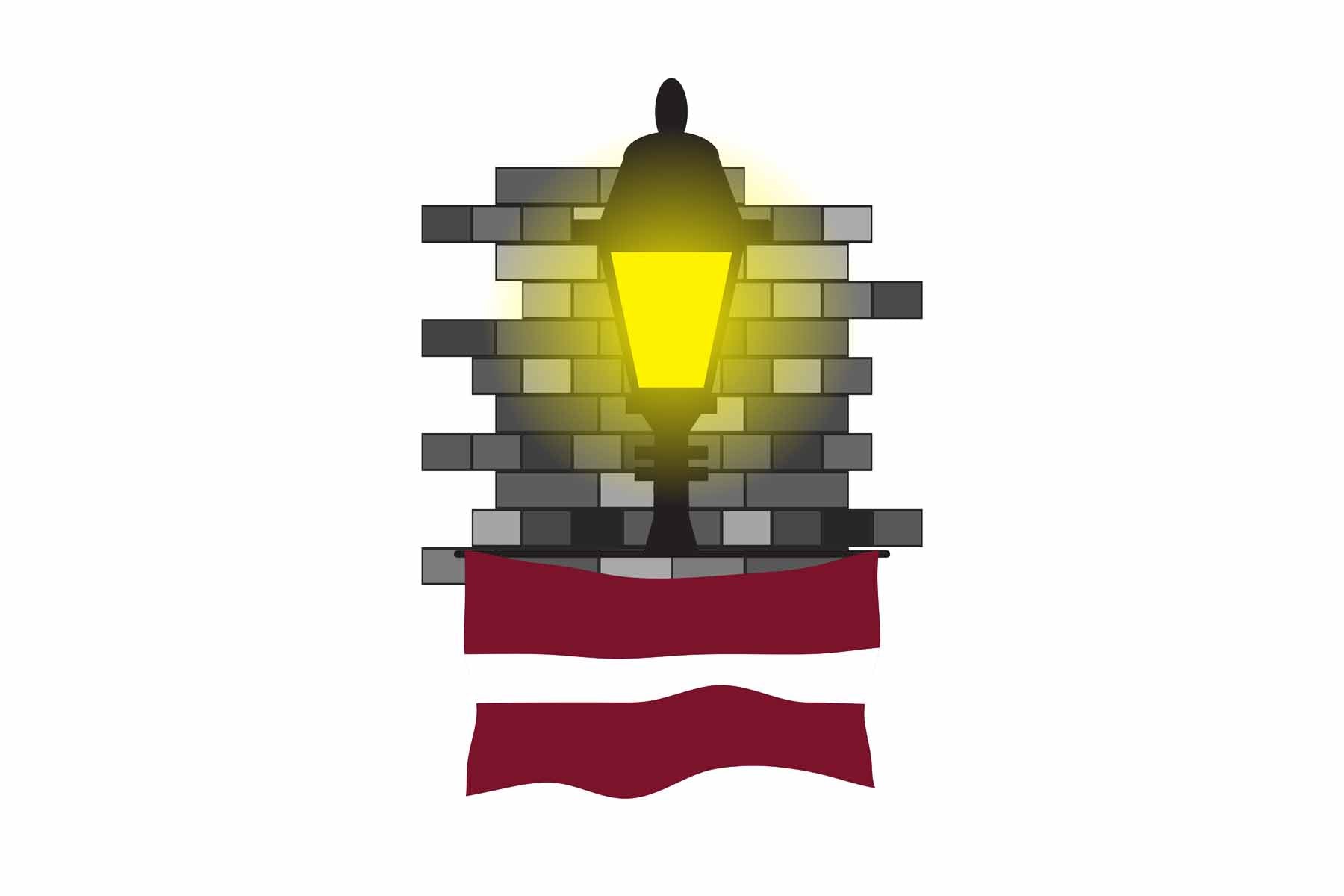Latvia Flag Street Lamp Bricks Vector Illustration
