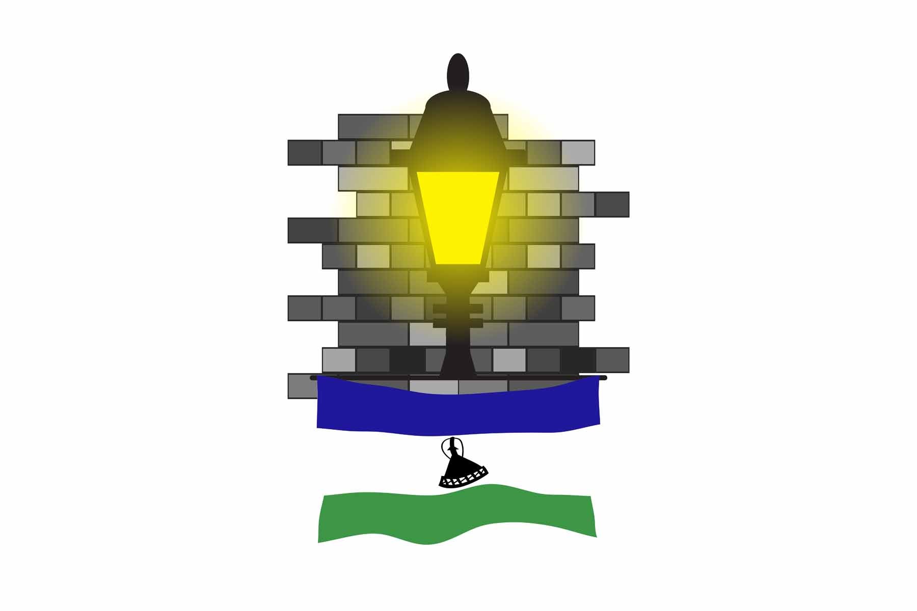 Lesotho World Street Lamp Bricks Dark Night Vector Illustrations | Moonlit Urban Landscape Collection
