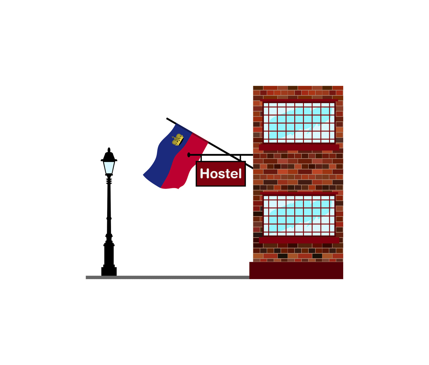 Liechtenstein Hostels Hotel Vector Illustration