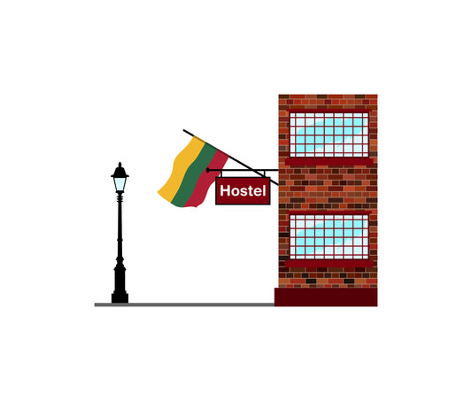Lithuania World Hostels Vector Illustrations | Hostel Buildings & Accommodation Collection