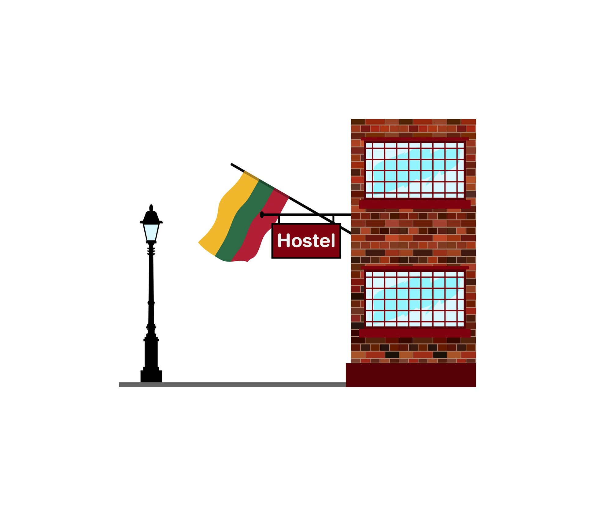 Lithuania World Hostels Vector Illustrations | Hostel Buildings & Accommodation Collection