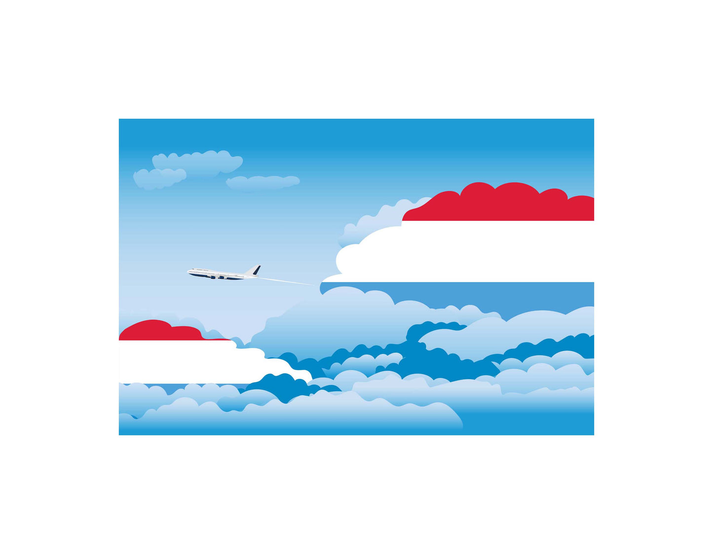 Luxembourg Airplane Day Clouds Vector Illustration | Travel & Aviation Sky Scene
