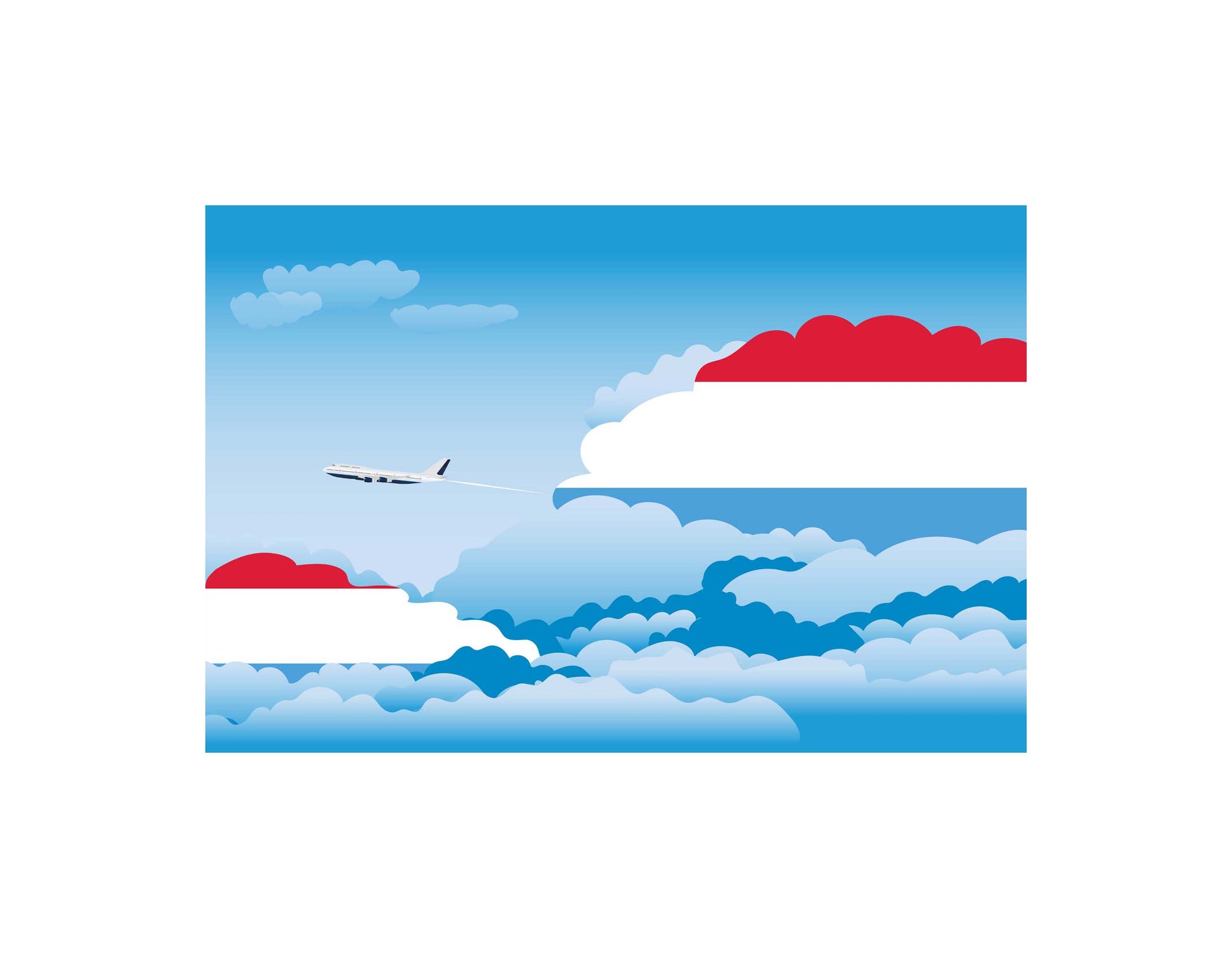 Luxembourg Airplane Day Clouds Vector Illustration | Travel & Aviation Sky Scene