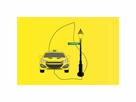 Luxembourg World Yellow Taxi Vector Illustrations | Iconic Taxi & Urban Transportation Collection