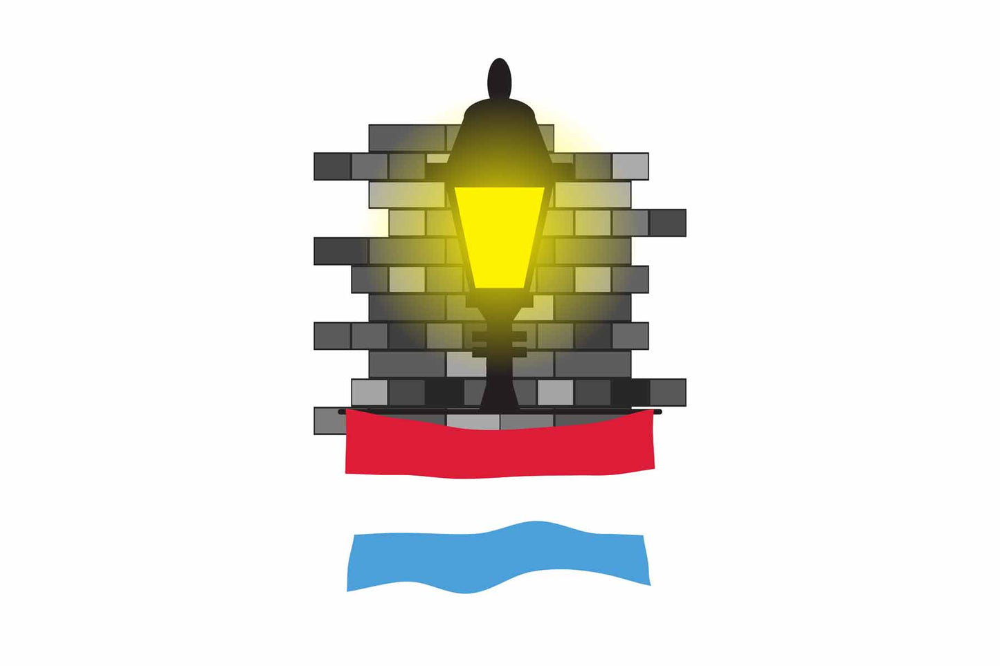 Luxembourg World Street Lamp Bricks Dark Night Vector Illustrations | Moonlit Urban Landscape Collection