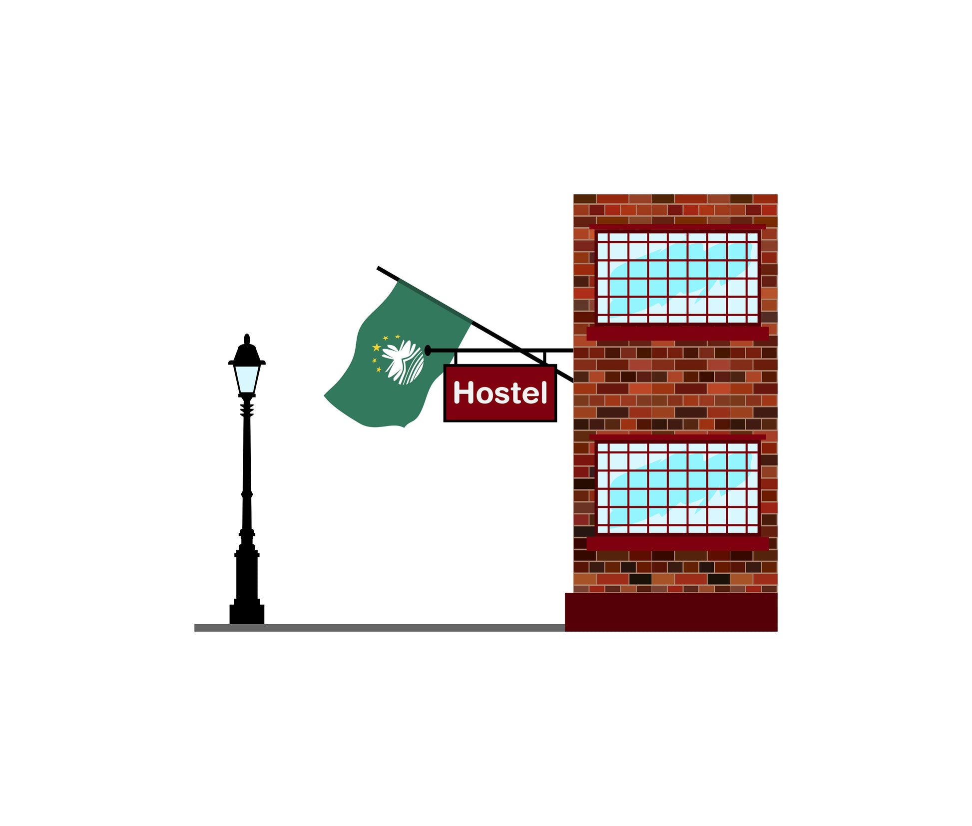 Macau World Hostels Vector Illustrations | Hostel Buildings & Accommodation Collection