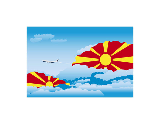 Macedonia Airplane Day Clouds Vector Illustration | Travel & Aviation Sky Scene