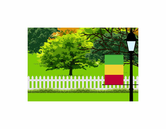 Mali Home Town Trees Landscape Moon Night Vector Illustrations