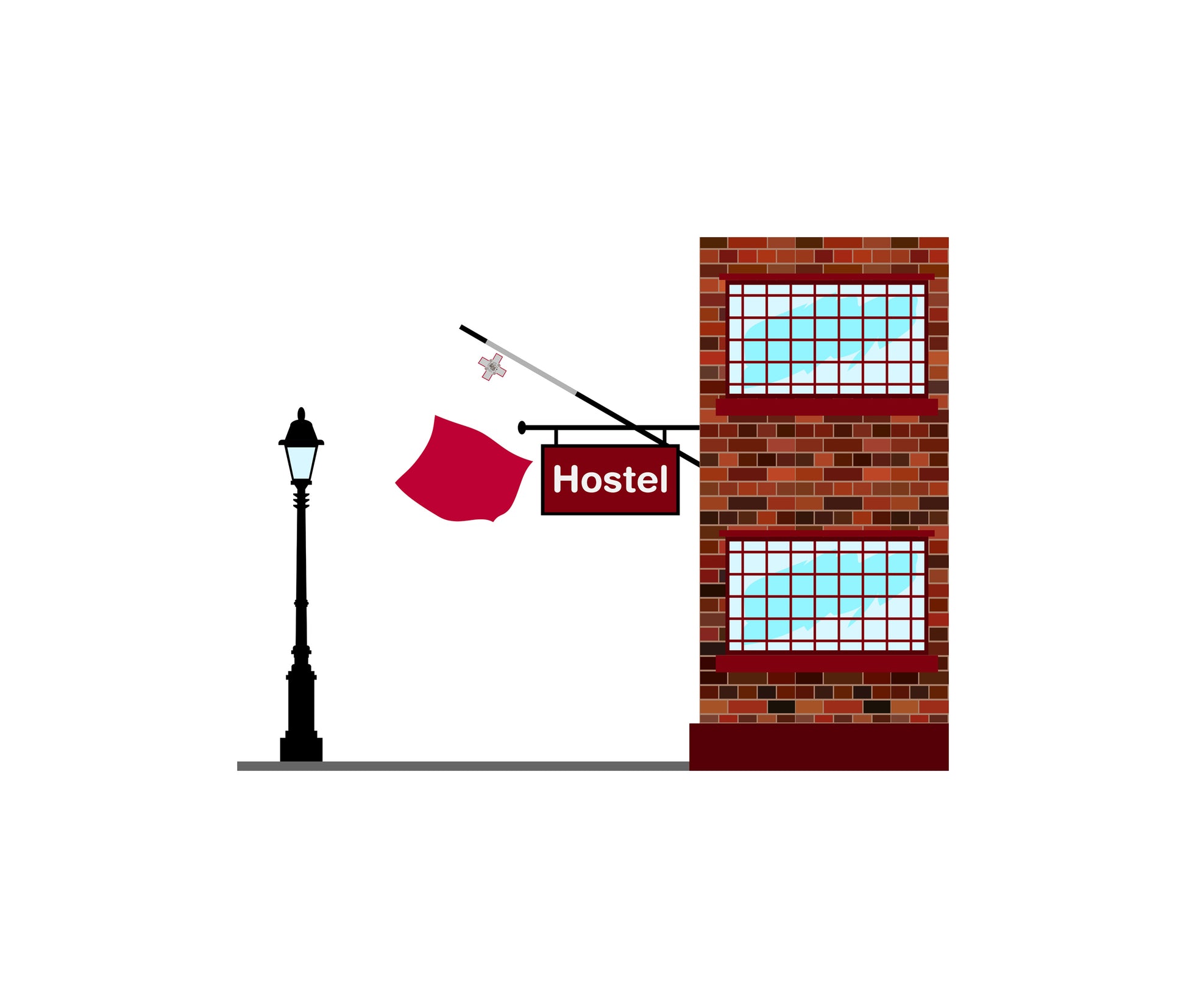 Malta Hostels Hotel Vector Illustration